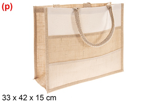 [123190] Bolso yute y algodón natural 33x42x15cm