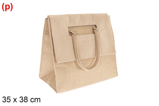[123192] Bolso térmico con tapa yute y algodón 35x38cm
