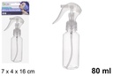 Botella plástico transparente con pulverizador  80 ml