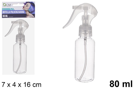[123219] Flacon en plastique transparent avec pulvérisateur 80 ml