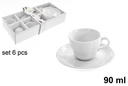 Set 6 tazas con plato café 90ml