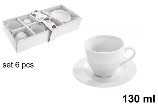 [123226] Lot de 6 tasses à café avec soucoupes, 130 ml