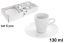 Set di 6 tazze da caffè con piattini, 130 ml
