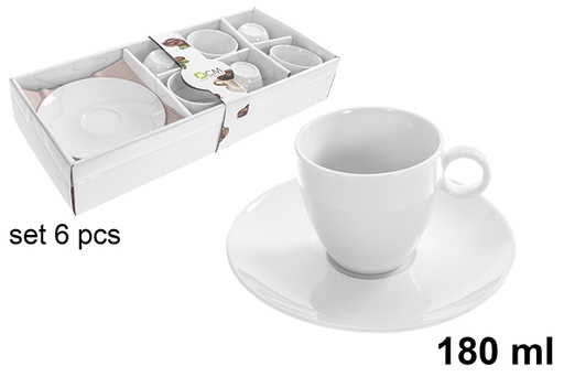 [123228] Set di 6 tazze da caffè con piattini, 180 ml