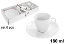 Set di 6 tazze da caffè con piattini, 180 ml