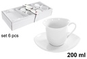 Set di 6 tazze da caffè con piattini, 200 ml