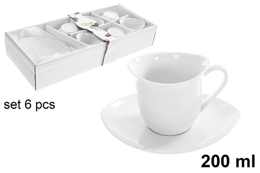 [123230] Set di 6 tazze da caffè con piattini, 200 ml