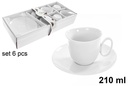 Set di 6 tazze da caffè con piattini, 210 ml