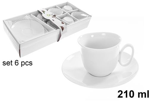 [123231] Set di 6 tazze da caffè con piattini, 210 ml