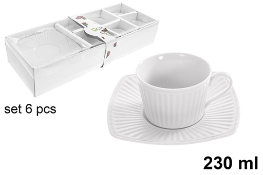 [123232] Set di 6 tazze da caffè con piattini, 230 ml