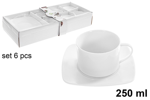 [123233] Set di 6 tazze da caffè con piattini, 250 ml