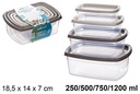 Set 4 fiambreras rectangular 250/500/750/1200ml