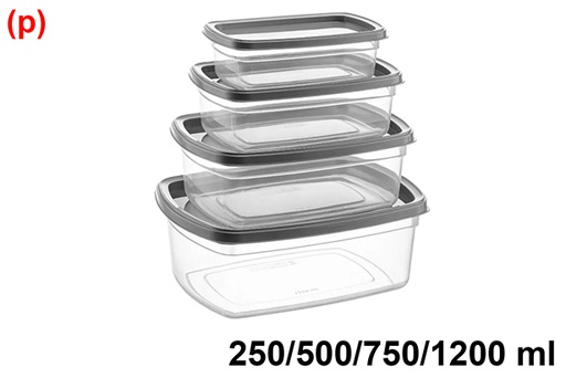 [123255] Lot de 4 boîtes à lunch rectangulaires 250/500/750/1200 ml