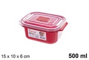 Fiambrera plástico rectangular 500ml