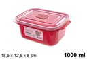 Fiambrera plástico rectangular 1000ml