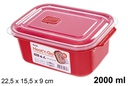 Fiambrera plástico rectangular 2000ml