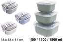 Pack 3 Fiambreras plástico cuadradas 600/1100/1800ml