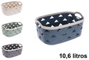 Cesta plástico rectangular diseño cuero 10.6 litros