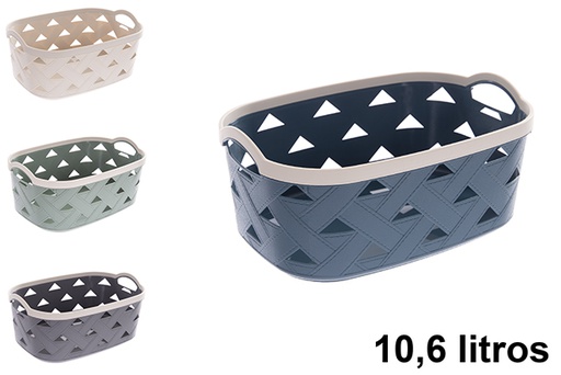 [123268] Cesta plástico rectangular diseño cuero 10.6 litros