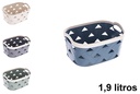 Cesta plástico rectangular diseño cuero 1.9 litros