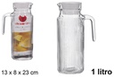 Jarra cristal ovalada tapa blanca 1 litro