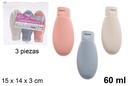 Estuche 3 piezas cosmética de viaje  color 60 ml