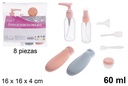 Estuche 8 piezas cosmética de viaje  color 60 ml