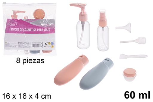 [123282] 8 piece travel cosmetic case, 60 ml