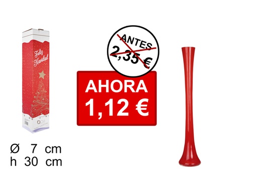 [100174] Florero cristal navidad redondo rojo 30cm