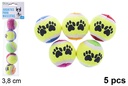 Pack 5 pelotas para mascotas 3.8 cm