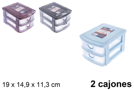 [123328] Cassettiera in plastica con 2 cassetti, 19x14,9x11,3cm