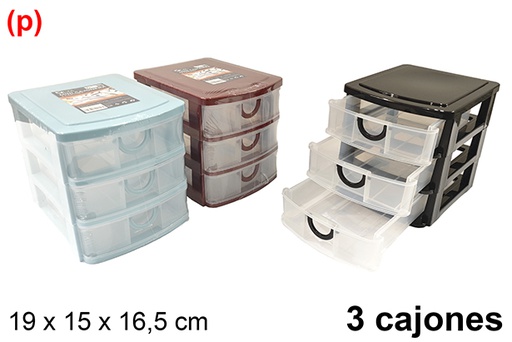 [123329] Plastic chest of drawers with 3 drawers, 19x15x16.5cm