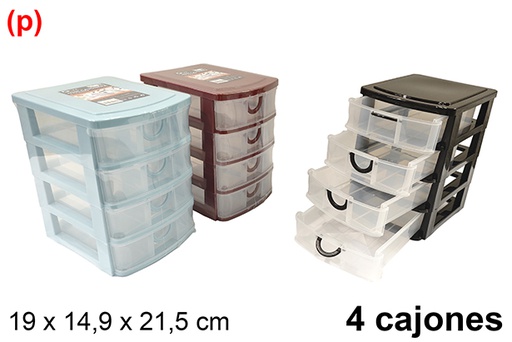 [123330] Cassettiera in plastica con 4 cassetti, 19x14.9x21.5cm