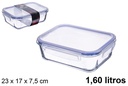 Fiambrera cristal rectangular tapa hermética 1.60 litros