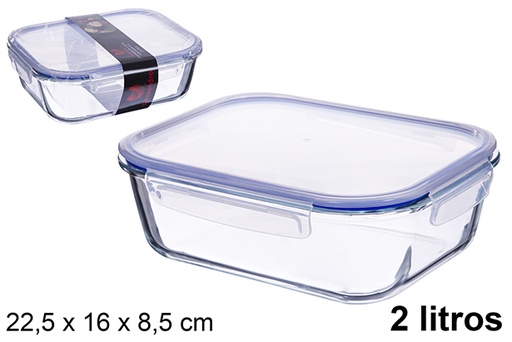 [123340] Contenitore per alimenti vetro rettangolare coperchio ermetico 2 litri