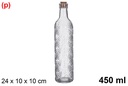 Botella cristal relieve concha tapón corcho 450 ml