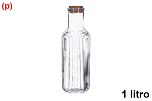 [123359] Bouteille en verre avec bouchon en liège, 1 litre