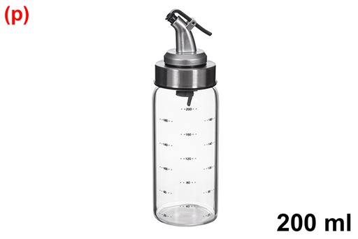 [123361] Huileur en verre avec bouchon en acier anti-goutte, 200 ml