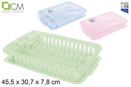 [123374] Escurreplatos plástico colores pastel 45,5x30,7x7,8 cm