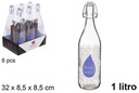 Botella cristal agua decorado gota agua tapón gaseosa 1 litro