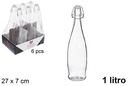 Botella cristal agua con tapón gaseosa 1 litro