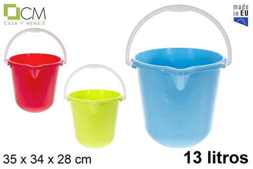 [123399] Round bucket with spout, assorted colors, 13L