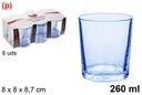 Pack 6 vasos cristal azul Marbella 260 ml