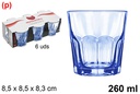 Pack 6 vasos cristal azul Casablanca 260 ml