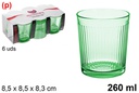 Pack 6 vasos cristal verde Rayas 260 ml