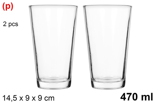 [123408] Pack 2 conical glass glasses 470 ml