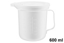 Jarra de plástico medidora con tapa blanca 600 ml