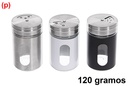 Salero-pimentero cristal tapa acero color 120 gramos