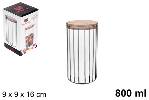 [123441] Pote multiusos de borosilicato com tampa de bambu 800 ml