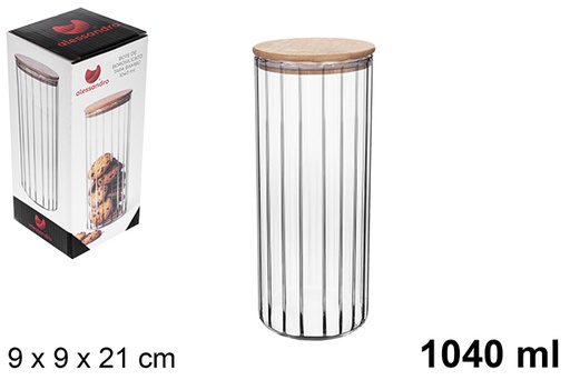 [123442] Pote multiusos de borosilicato com tampa de bambu 1040 ml